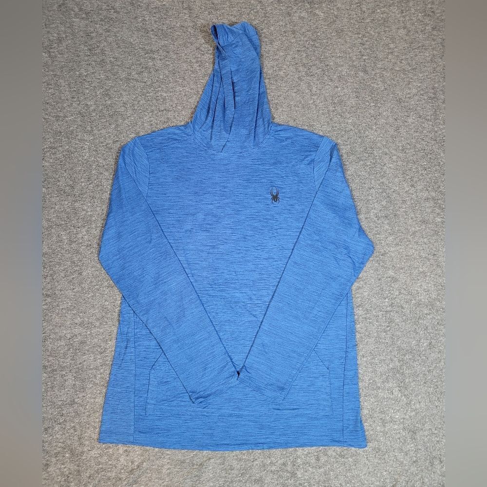 Spyder Proweb Men's Hoodie Size L  Blue Performance Lightweight Long Sleeve